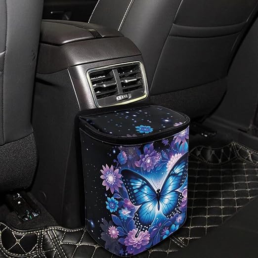 Forest Mushroom Car Trash Can with Lid Hanging Car Trash Bag Leak-Proof Portable Cars Garbage Bin Truck Sedan Accessories Interior Cars Organizer