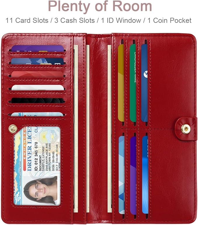 Wallet Women Crocodile Wallets Luxury Alligator Purse Minimalist Thin Long RFID Blocking Credit Cards Holder with Back Zipper Coin Pocket for Women and Men, Burgundy