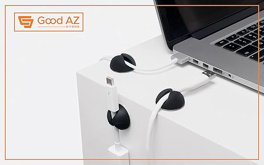 Cable Wire Cord Clips Organizer Holder Self-Adhesive Cord Management System for Charging USB Network Headphone Cables for Car Desk Office Home (Pack of 6 Black Silicone)