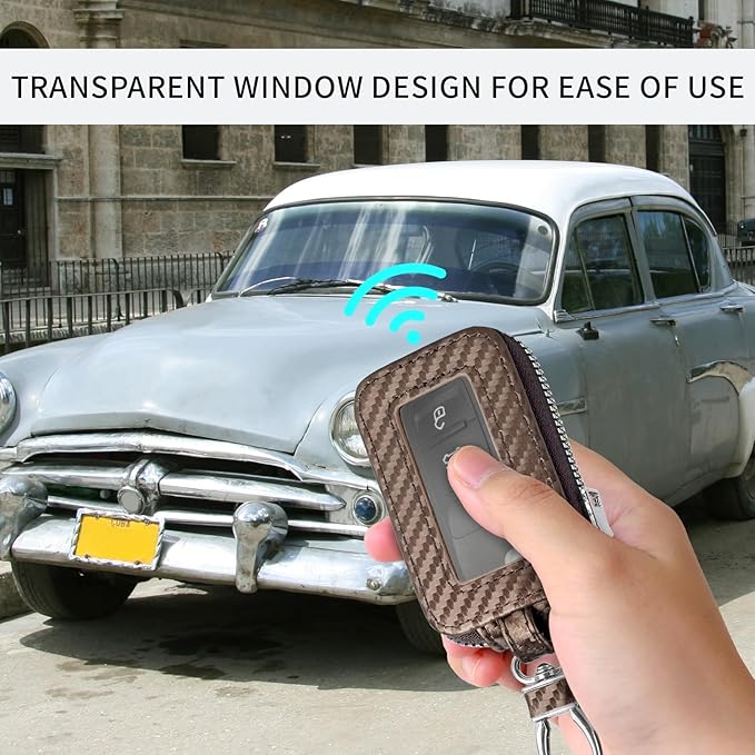 vvag Premium Car Key Fob Case Genuine Leather Car Smart Key fob Holder Car Remote Keychain Bag Universal
