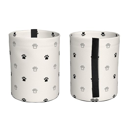 Small Car Trash Can, Beige Dog Paw Design Hanging Foldable Car Trash Bag, Waterproof Leakproof Garbage Bin, Car Interior Organizer Accessories