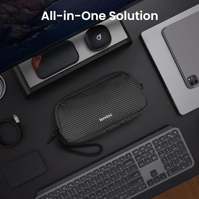 tomtoc Electronics Organizer Travel Case Performance, Water Resistant Bag Cable Tech Pouch Accessories, Carry Storage for Cord, Phone, Cables, Airpods, USB Flash Drive, Daily Items