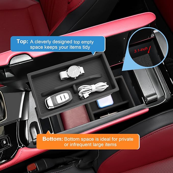 Double-Layer 2022-2026 NX 250/350/350h/450h+ Center Console Organizer for Lexus NX, Durable Silicone Console Tray Insert 2025 2026 NX250/350/350h/450h+ Accessories