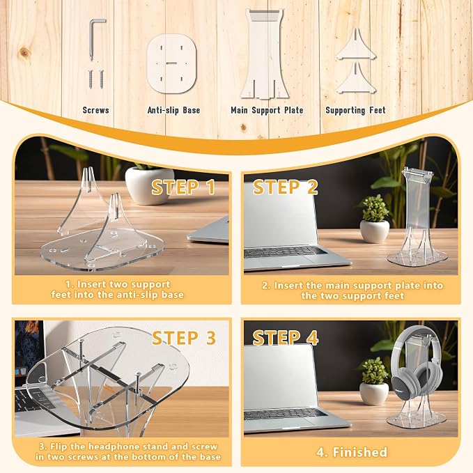 Acrylic Headphone Stand for Desk Non-Slip Universal Headphone Holder Gaming Headset Stand Headset Hanger for All Headphones Size