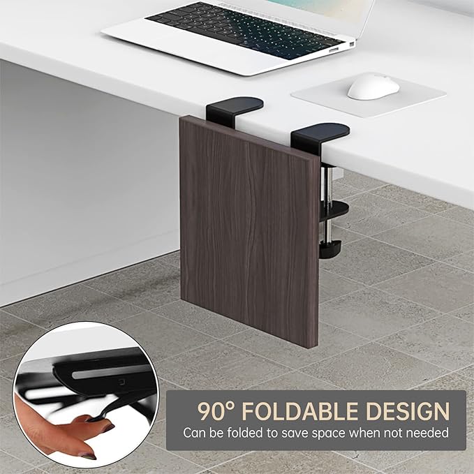 Ergonomics Desk Extender Tray, 9.5x9.1" Punch-Free Clamp on, Foldable Keyboard Drawer Tray, Table Mount Arm Wrist Rest Shelf, Computer Elbow Arm Support