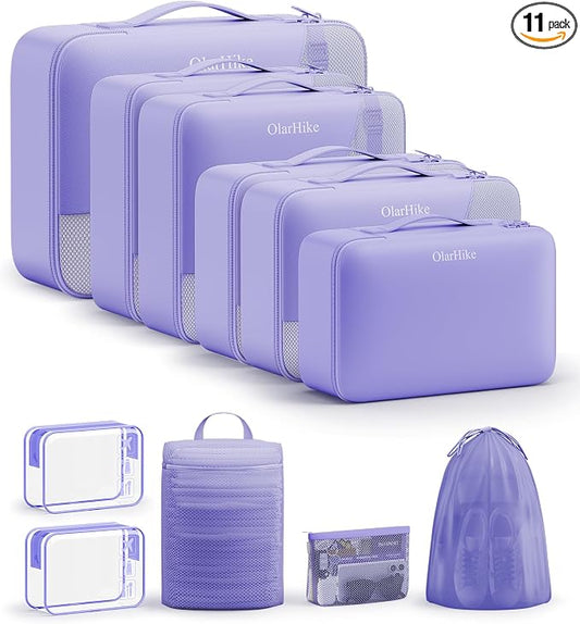 OlarHike 11 Set Packing Cubes for Travel, Gifts for Women Mom,Anti-Tearing Suitcase Organizer with Over 1000 pcs Mesh Holes,Vacation Essentials & Accessories for Cruise Ship