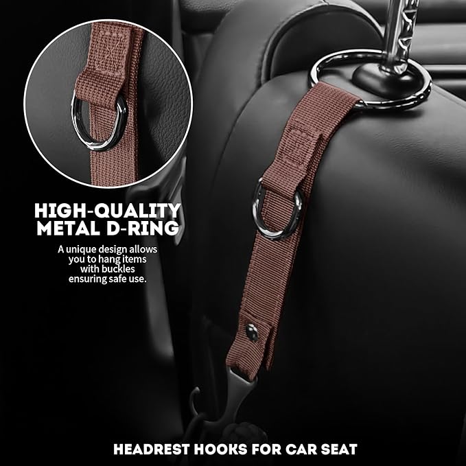 IronSeals 2 Pack Headrest Hooks for Car Seat, Heavy Duty Metal Utility Seat Hooks for Car Seat Organizer, Car Clips for Hanging Bag, Purse