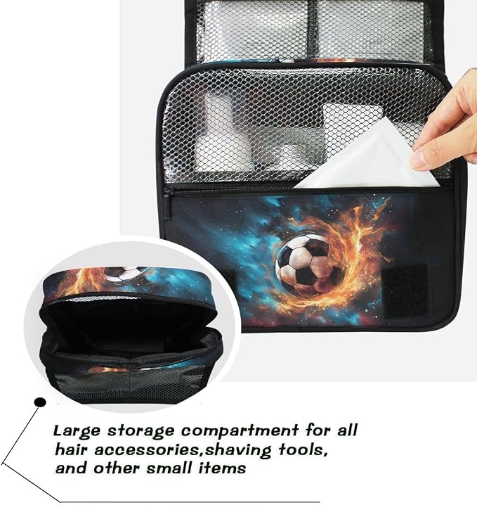 senya Hanging Travel Toiletry Bag 1825 Soccer Football Kit Makeup Case Cosmetics Organizer for Men Women
