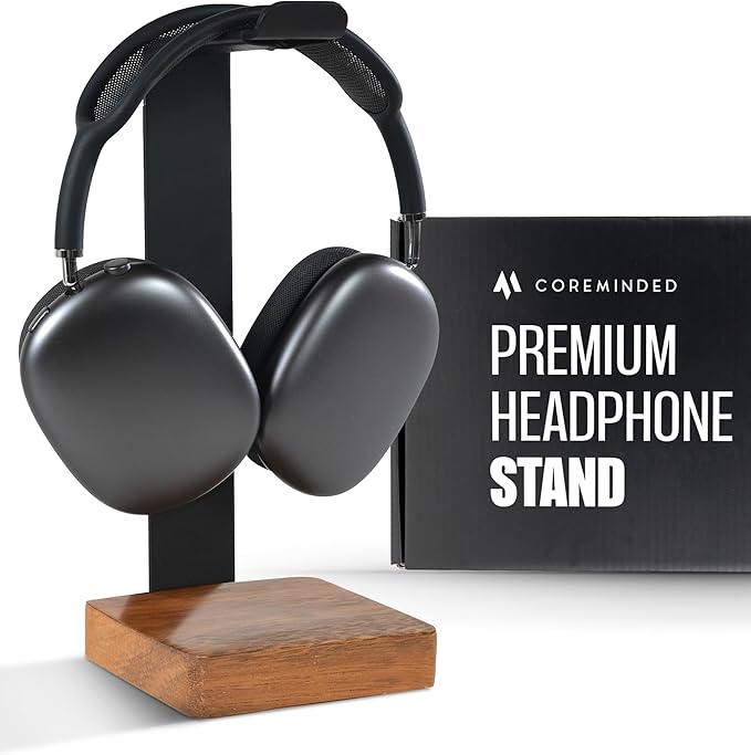 Universal Headphone Stand for Desk, Solid Wood Gaming Headset Stand, Heavy Duty Wooden Headphones Holder, Compatible with Airpods Max and More