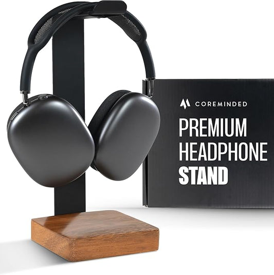 Universal Headphone Stand for Desk, Solid Wood Gaming Headset Stand, Heavy Duty Wooden Headphones Holder, Compatible with Airpods Max and More