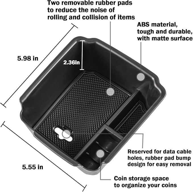 TACORBO Center Console Organizer Compatible with 2022 2023 2024 Taos and 2018 2019 2020 2021 2022 2023 2024 Tiguan Accessories Armrest Secondary Storage Box, Interior ABS Insert Glove Box Tray,Black