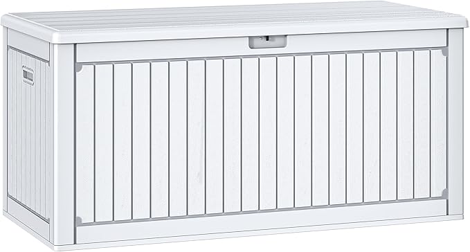 YITAHOME 260 Gallon Extra Large Deck Box, Double-Wall Resin Outdoor Storage Box with Flexible Divider for Patio Cushions Pool Supplies Garden Tools, 1000lbs Load Capacity, Lockable&Waterproof (White)