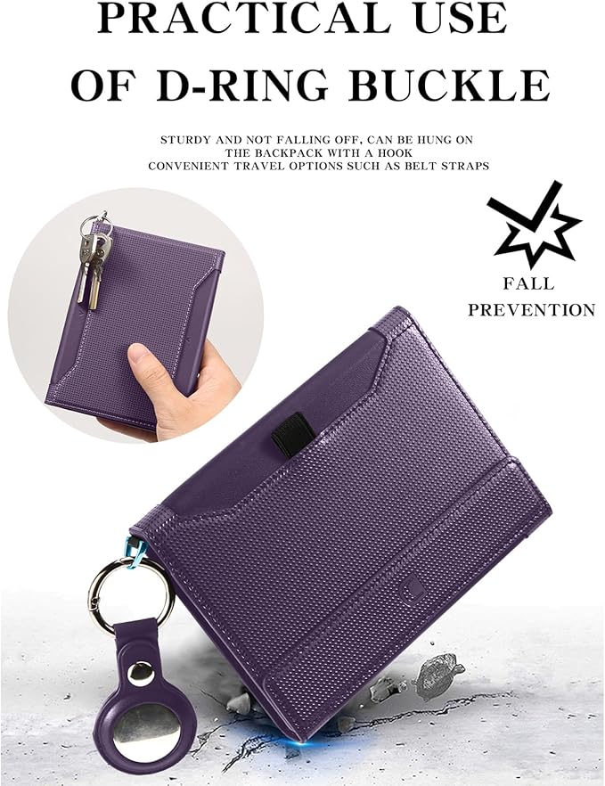 Passport Holder for Travel Essentials, RFID Blocking PU Leather Passport Wallet Cover Card holder Case Passport Book Holders for Women and Men, Dark Purple