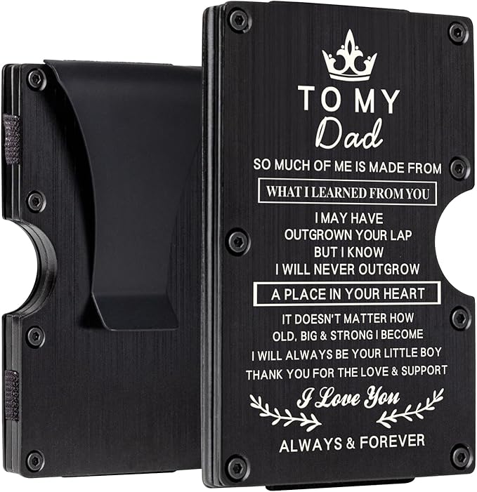 awofer Mens Personalized Carbon Fiber RFID Wallets for Dad from Daughter with Metal Money Clip Personalized gifts for Dad, Fathers Day, Birthday, Christmas Gifts Slim Minimalist Engraved Card Holder