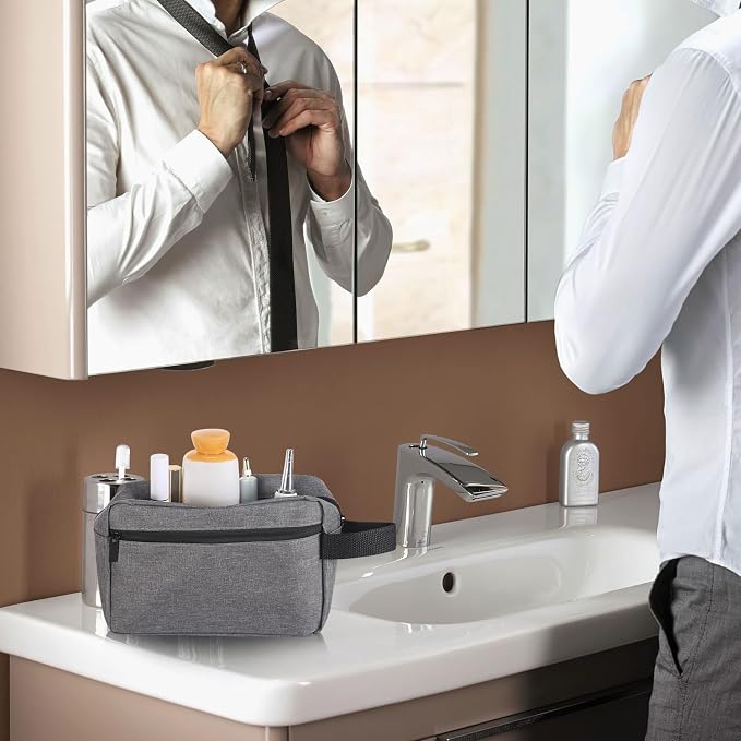Icramsy Travel Toiletry bag Toiletry bag for women men Hanging Cosmetic bag Travel accessories for Women Men (Grey)
