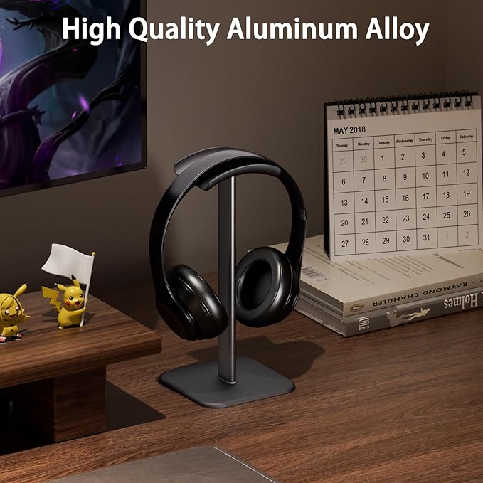 Headphone Stand for Desk - Headset Stand with Aluminum Hanger, Headphone Holder for AirPods Max, Sony, Bose, Beats and More (Black_2 Pack)