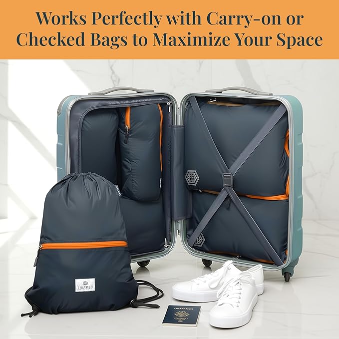 Extra Large Compression Packing Cube 6 Piece Set for Travel and Check Luggage by TRIPPED Travel Gear
