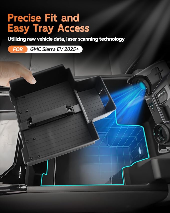 CDEFG for GMC Sierra EV 2025 2026 Accessories Center Console Organizer Tray Sierra EV 2025+ Armrest Storage Middle Console Insert (GMC Sierra EV 2025+)