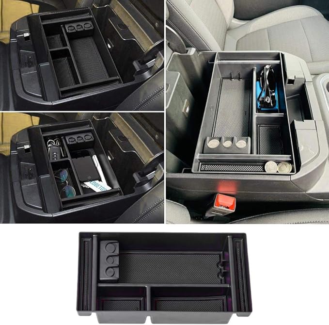 EDBETOS Center Console Organizer Tray Compatible with Chevy Silverado 1500/GMC Sierra 1500 2019-2022 Accessories and 2020-2023 Silverado/Sierra 2500/3500 HD Armrest Box - Full Console w/Bucket Seats