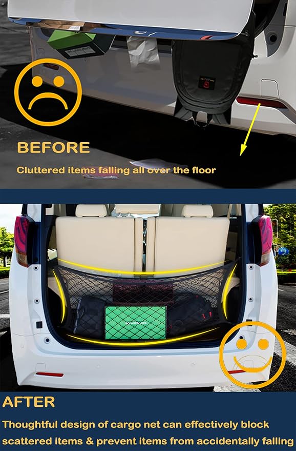 Envelope Style Trunk Cargo Net Compatible with Nissan Pathfinder New 2026 2025 2024 2023 2022 2021 2020 2019 2018 2017 2016 2015-2013 Car Rear Tailgate Mesh Grocery Netting