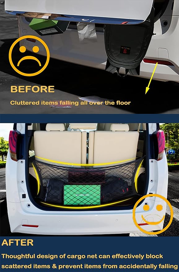 Envelope Style Cargo Trunk Net Compatible with Ford Explorer Base ST XLT New 2026 2025 2024 2023 2022 2021 2020 2019 2018 2017 2016 2015 2014-2011 Car Rear Nylon Mesh Tailgate Netting