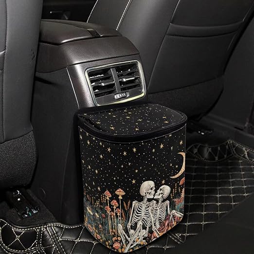 Butterfly Daisy Print Car Trash Can with Lid Cars Trash Bag Bin Hanging Waterproof Garbage Cans Leak Proof Vehicle Trash Can Multipurpose Storage Container for Back Seat