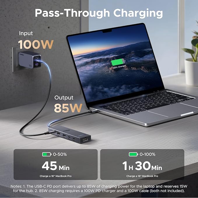 UGREEN Revodok Pro 6 in 1 USB-C Hub to DisplayPort 4K 60Hz, 100W Power Delivery 10Gbps USB-A and USB-C 3.2 for MacBook Pro/Air, iPad Pro, Thinkpad, Rog Ally and More.