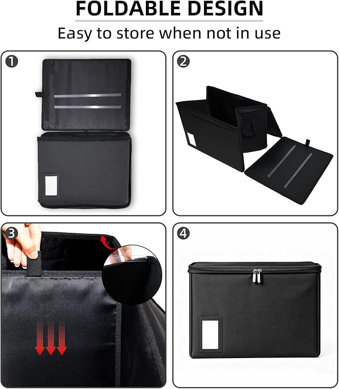 Fireproof File Box with PVC Slides for Hanging Folders, Collapsible Document Organizer Box for Home Office, Fireproof Filing Cabinet Storage Case, File Organizer for Large Legal Letter Documents