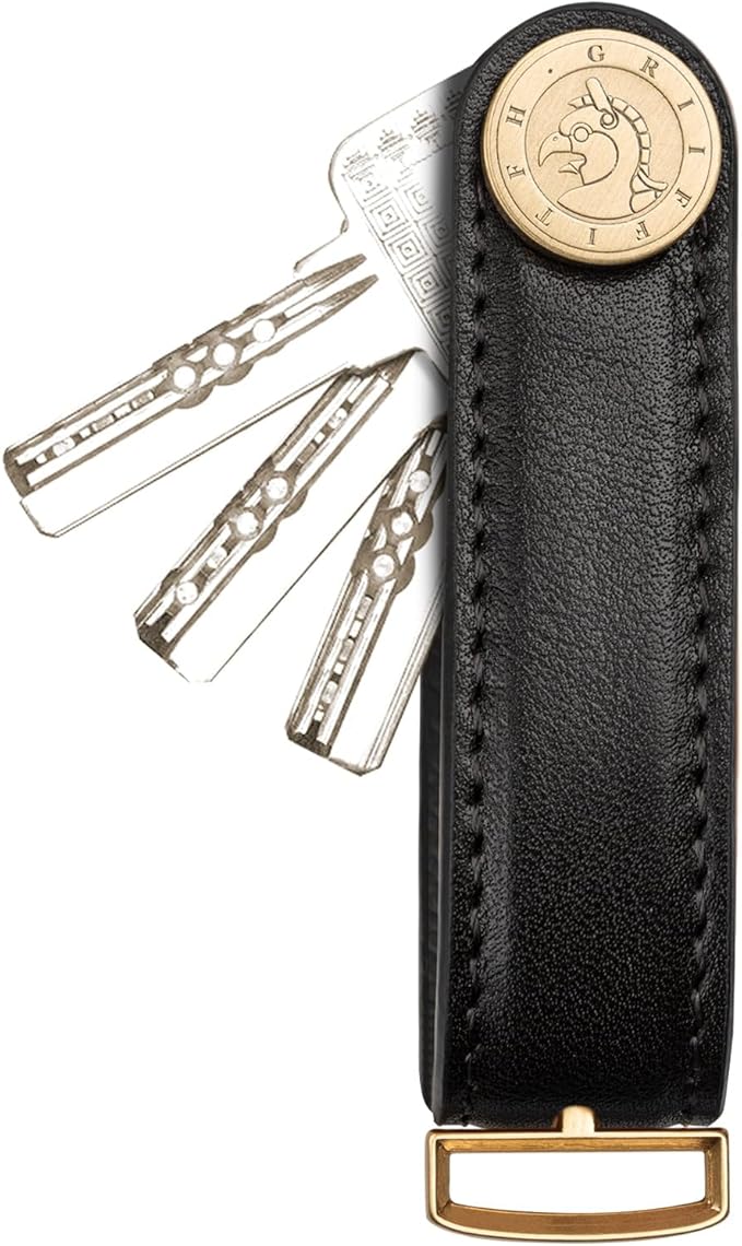 Leather Key Organizer Key Chain for Men Women, Compact Key Holder Keychain - Minimalist Key Case Secures 3-14 Keys
