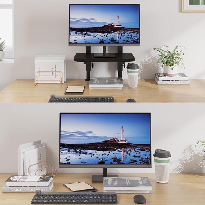 TigerDad Adjustable Monitor Stand Riser for Desk, Computer Screen Stand for 13 to 30 Inch Flat Screen LCD LED TVs, Ergonomic Riser with Base for Home Office & Gaming Setup