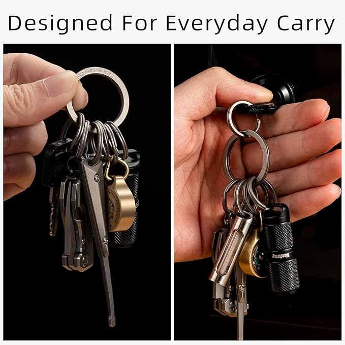 MecArmy Titanium 3pcs/4pcs/7pcs/18pcs Key Rings Keychain Large Small Split Rings