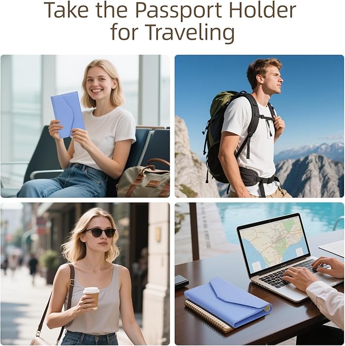 ZOPPEN Mulit-purpose Rfid Blocking Passport Holder Travel Wallet (Ver.4) Passport and Vaccine Card Holder ComboTri-fold Document Organizer Travel Essentials