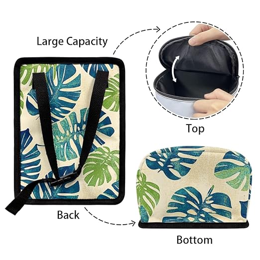 Biyejit Palm Leaf Large Car Trash Can for Back Seat - Car Garbage Bag with Tissue Holder and Bottle Pockets - Seatback Organizer with Lid for Vans, SUVs and Trucks