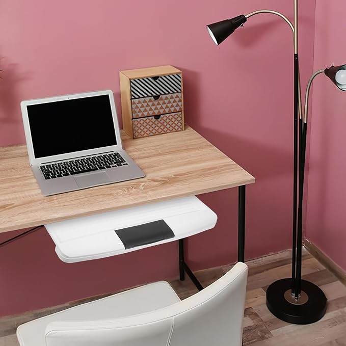 jojofuny Keyboard Storage Tray under Table Slide Out Office Keyboard Holder Sturdy Material Easy to Assemble