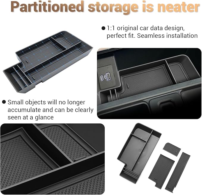 YEE PIN 2025 Ford F150 XLT Center Console Tray Hidden Storage for 2021-2026 Ford F150 & 2022-2024 F150 Lightning XLT F150 Console Organizer Middle 2025 F150 Console Tray for 2025 F150 XLT Accessories