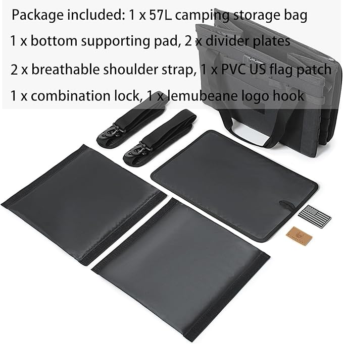 Tactical Camping Storage Bag - 38L Utility Tote Bag Organizer with Combination Lock and Shoulder Strap
