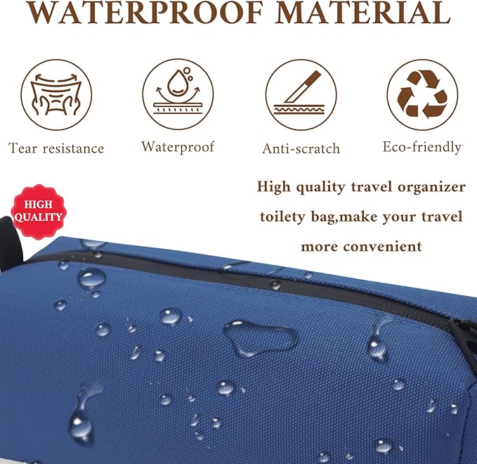 Small Toiletry Bag for Men, Travel Bag Waterproof and Foldable for Storage Mini Toiletry Bag Equipped With Carabiner for Easy Portability (dusty blue)