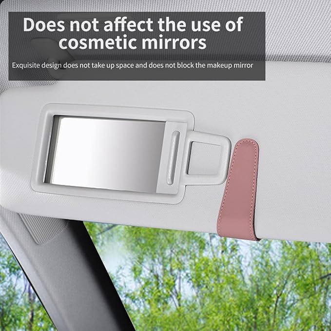 CHOSMOYI Magnetic Leather Sunglass Holder for Car, Sunglasses Clip for Car Visor, Auto Interior Accessories Universal for Different Size Eyeglasses(Pink)