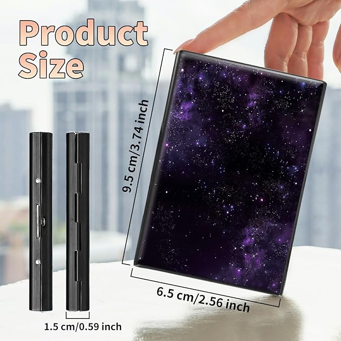 Slim Credit Card Holder, Purple Galaxy RFID Blocking Metal Wallet for Men & Women, Aluminum Minimalist Hard Case Pocket-Sized Business Cards Organizer (Fits Up to 10 Cards)