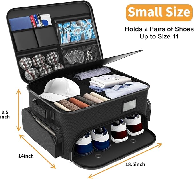WALMANN Golf Trunk Organizer – Large 2-Layer Storage Bag with Ventilated Shoe Compartments for 2 Pairs, Waterproof Foldable Golf Gear Organizer