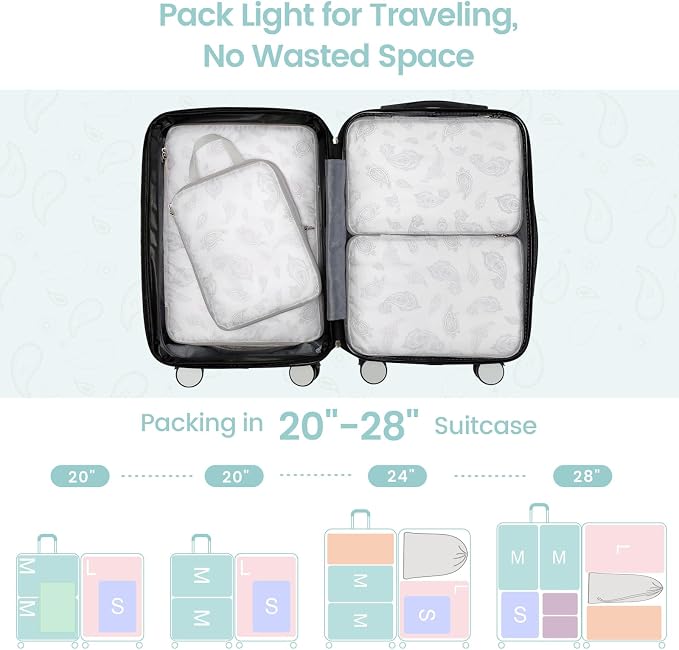 Cambond Compression Packing Cubes for Travel - Lightweight Expandable Travel Bags Luggage Organizers Travel Essentials Compression Cubes for Travel Space Saver for Carry on Suitcases Organizer
