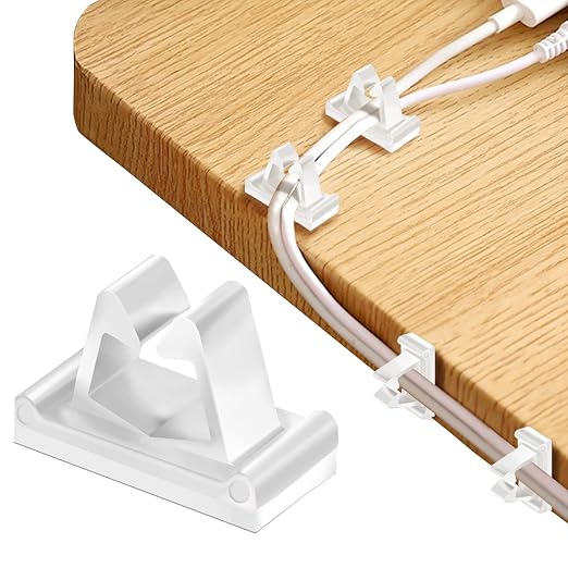 M Cable Clips Nylon White, Strong Adhesive Wire Rope Clamp Vertical Cable Management Phone Charging Cord Organizer for Desk Car Dash Cam - 50 Pcs by Xuuza