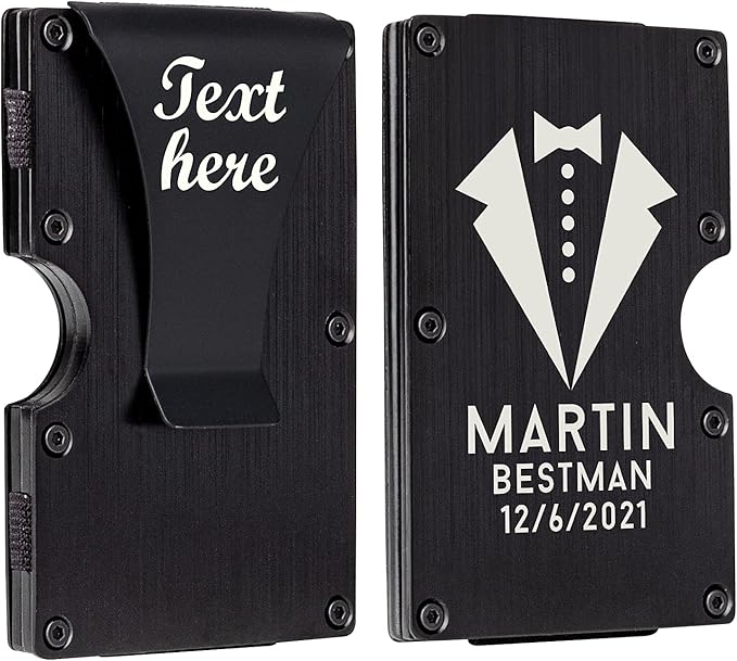 awofer Personalized Groomsmen Wallet Gifts Custom for Groomsmen Best Man Aluminum Metal Wallet with Money Clip Engraved Credit Card Holder Gift for Best Man