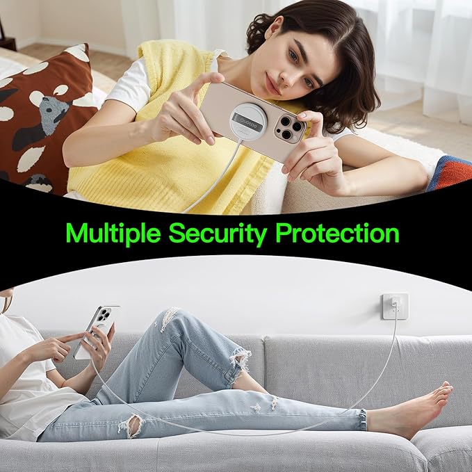 New for MagSafe Charger: Magnetic Wireless Charging Pad for iPhone 17 16 15 14 13 12 Series AirPods 4-2 Pro, Strong Magnet, with PD20W Charging Block, Ultra-Thin Portable【 1 Pack 5FT】