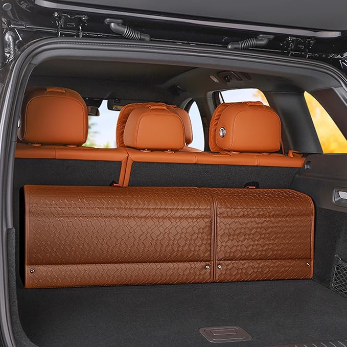 Ergocar Car Trunk Storage Organizer Leather Car Storage Box Clean Tool Accessories Container Folding Magnetic Cover Waterproof Suitable for SUV/Truck/Automotive