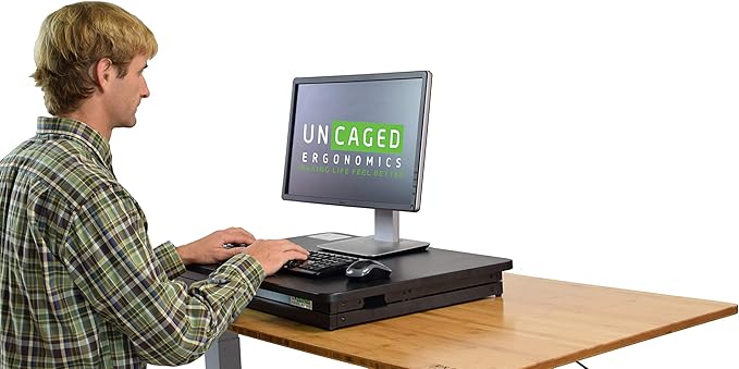 Uncaged Ergonomics CHANGEdesk Mini - Affordable Height Adjustable Stand Up Desk Conversion and Laptop Standing Desk Converter (2 Pack | Black)
