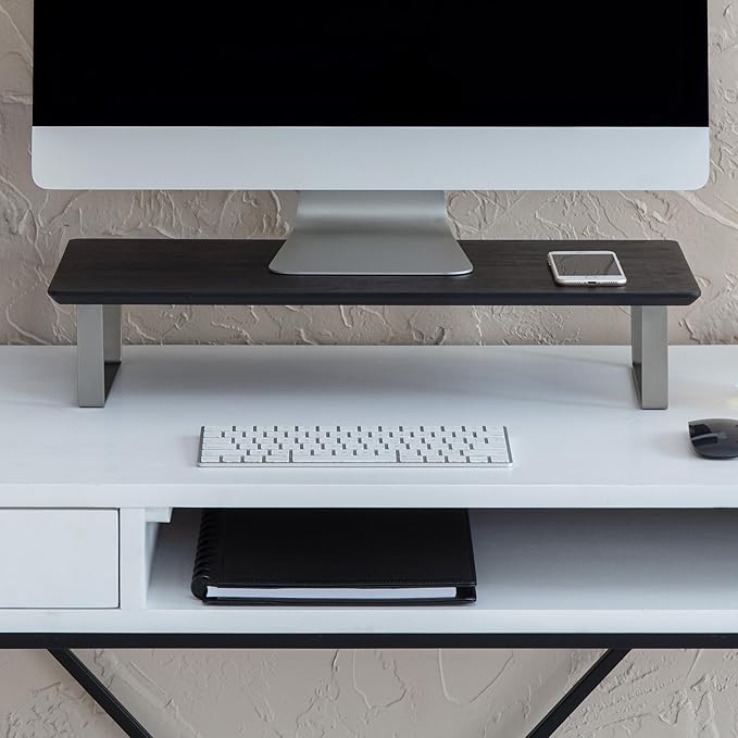 Anji Mountain Monitor Stand - Desktop Organizer & Laptop Riser, Ergonomic Monitor Riser, Space-Saving Monitor Stand for Desk, Durable Construction, Easy Assembly, Ideal for Home & Office,Black