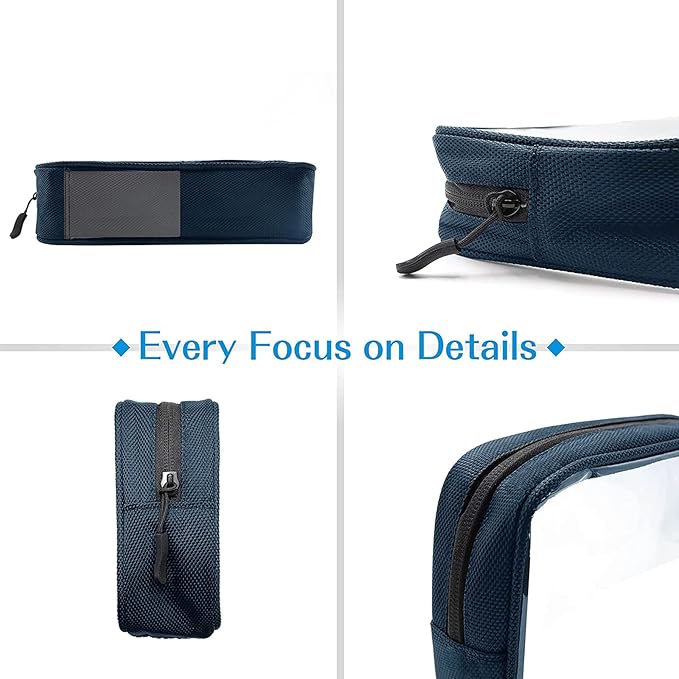 ProCase TSA Approved Travel Toiletry Bag Pouch, Matte Clear Travel Organizer Airport Carry-On Checkpoint Airline Compliant Storage Bag -2 Packs, Navy/Red