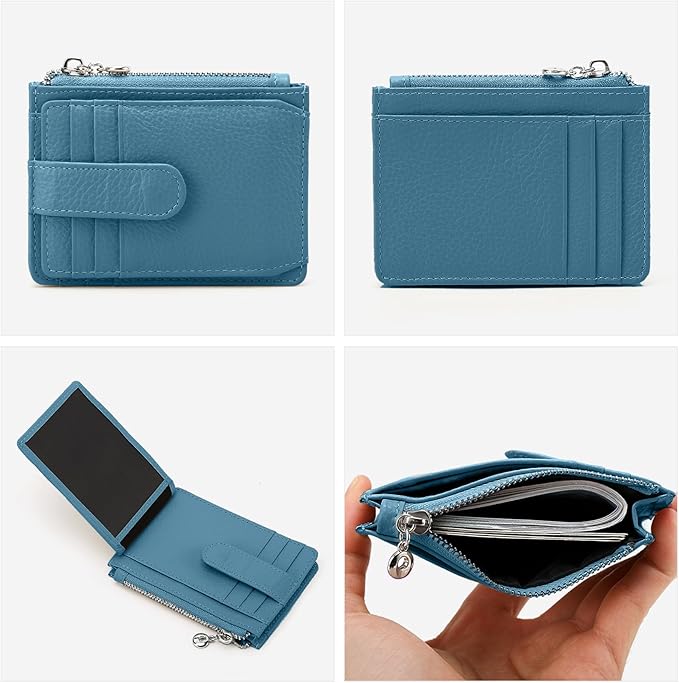 Slim Wallet for Women Genuine Leather Card Holder Thin Womens RFID Blocking Small Wallets