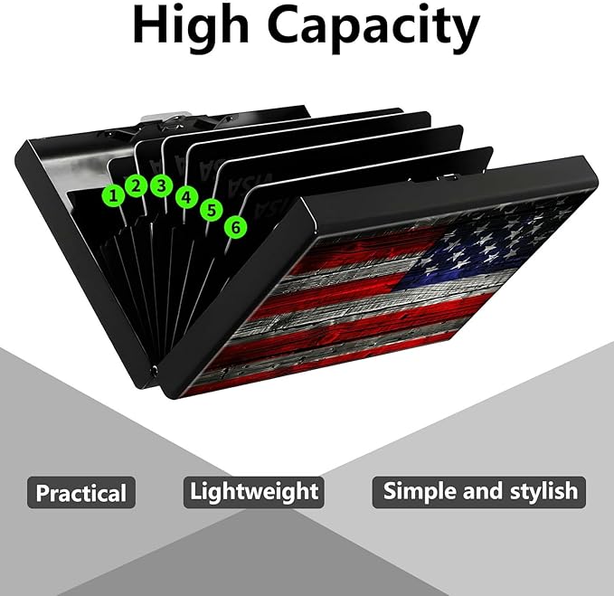 Credit Card Holder, American USA Flag Design Mini RFID Blocking Aluminum Wallet Slim Metal Hard Case Shell Travel Wallet ID Case Small Credit Cards Case Business Cards for Women Men Girls